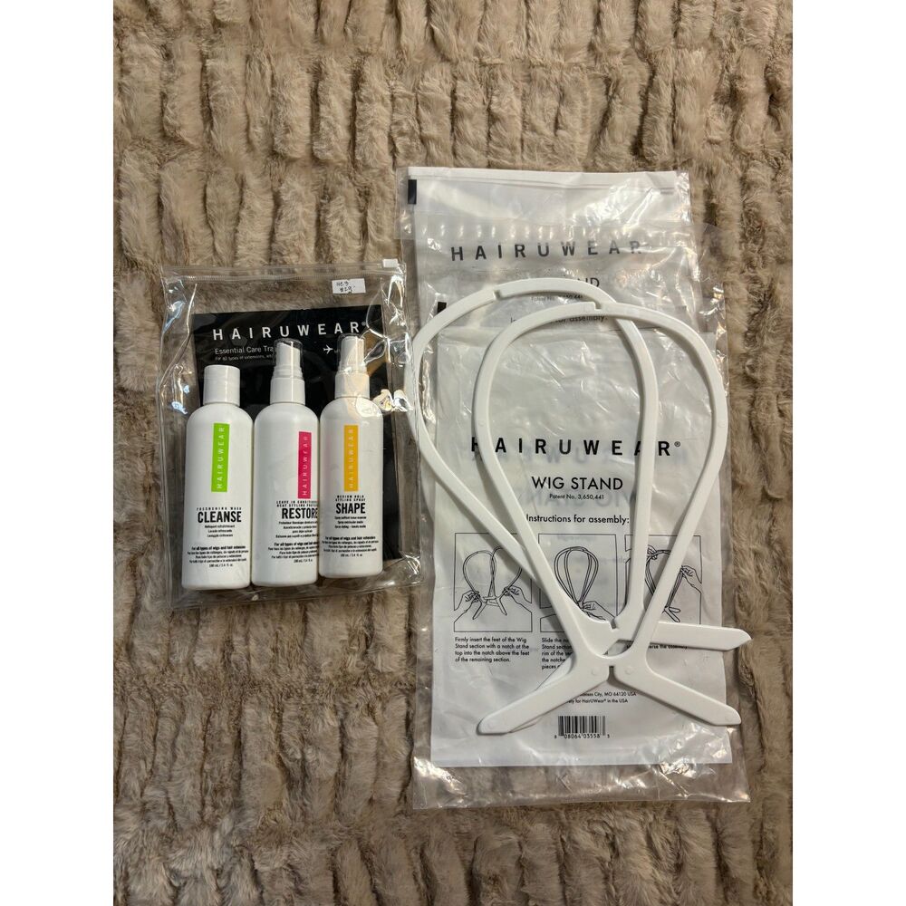 HairUWear wig/extensions travel care kit & 2 wig stands, TSA compliant, $30 NWT